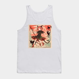 Paper Illustration of Devil Girl Tank Top